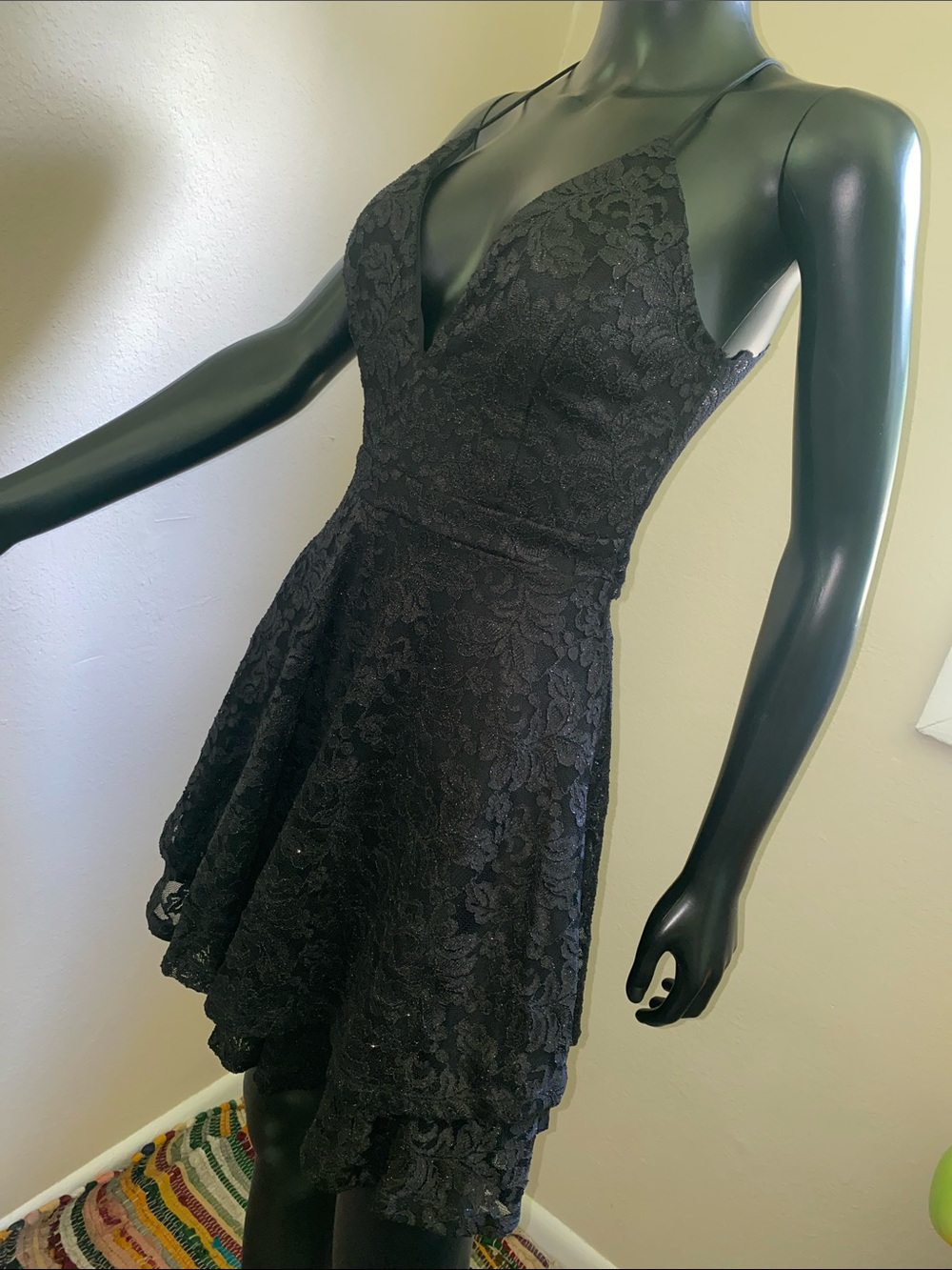 Emerald Sundae Black Lace V-Neck Mini Dress - Picture 5 of 13